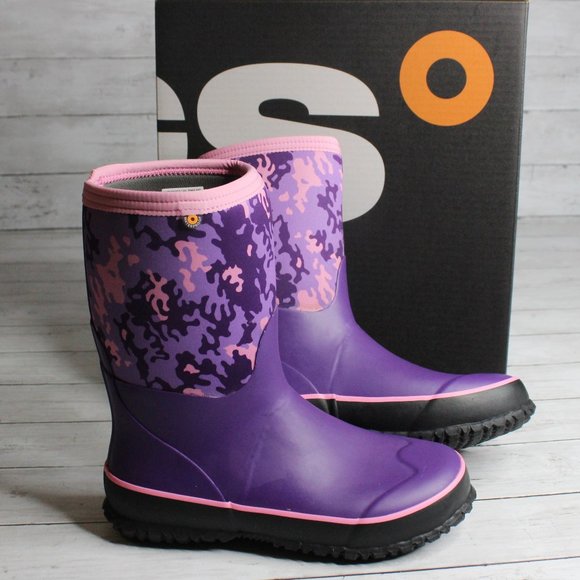 Bogs Girl's Waterproof Rain Snow Boots Youth Size 6 Purple Pink Camo - Picture 1 of 6